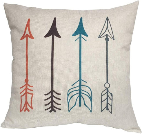 Feather Arrows Throw Pillow Case Inspirational Words Cushion Cover Home Decorative Square Pillowcases 18×18 Inch,4pack(Adventure Awaits,Dream Explore Discover, Ethnic Arrows, Feathers)