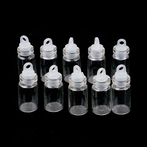 ORYOUGO 50Pcs 1ML Mini Cute Glass Message Bottles with Plastic Stoppers,DIY Decoration Wishing Bottles for Weddings Party Favors