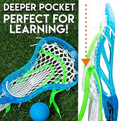 Franklin Sports Kids Mini Lacrosse Stick + Ball Set - Venom Youth Plastic Lacrosse Stick for Beginners - Perfect Set for Kids + Toddlers - Blue