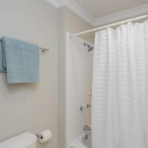 Shower Curtain Rod Tension No Drill, Spring Tension Rod for Windows, Stainless Steel Curtain Rod Adjustable 26-47 Inches, Tension Shower Rod for Bathroom, Kitchen, Window, Closet, Doorway, White