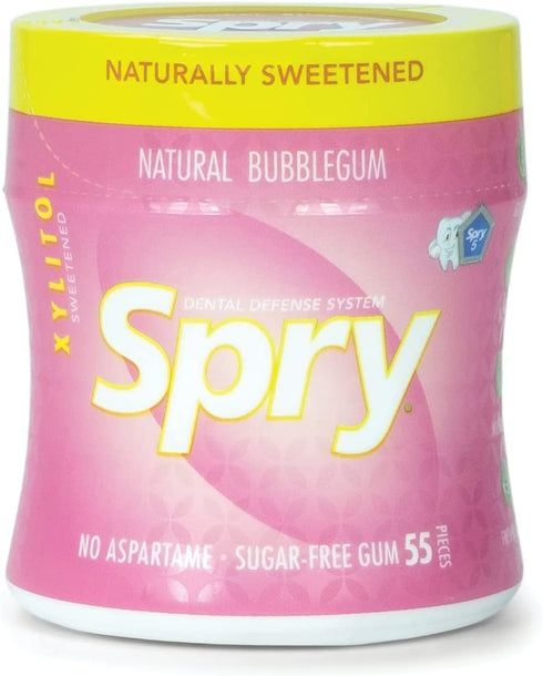 Spry Xylitol Gum, Stronger Longer Bubble Gum, 55ct