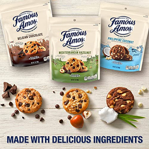 Famous Amos Wonders of the World Belgian Chocolate Chip Cookies | Bite-Sized Gourmet Chocolate Chip Cookies in a Resealable 7 oz Bag (Pack of 1)