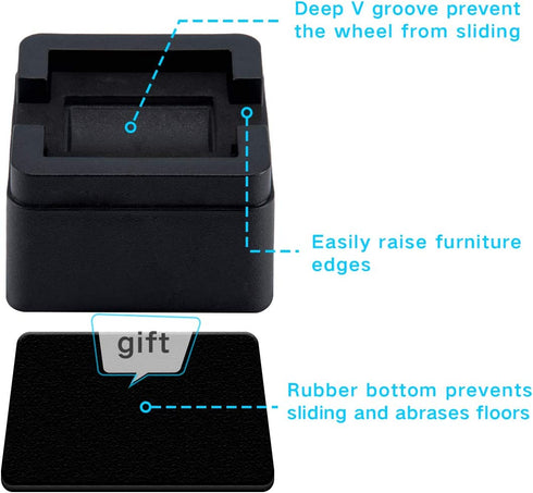 BTSD-home 2 Inch Heavy Duty Bed Risers 4 Inch Adjustable Bed Lifts Fits to All Wheels of Furniture, Sofa and Table, Couch Bed Frame Riser 4 Pack