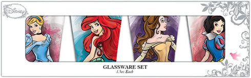Silver Buffalo Disney Princesses Portrait 4-Pack Mini Glass Set, 1-Ounce, Multicolor