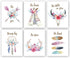 KAIRNE Girls Boho Tribal Art Print,Dreamcatcher Feathers Flowers With Inspirational Quote Wall Poster Picture,Set Of 6(8X10“ Unframed) Watercolor Positive Affirmation Words Bohemian Canvas Poster