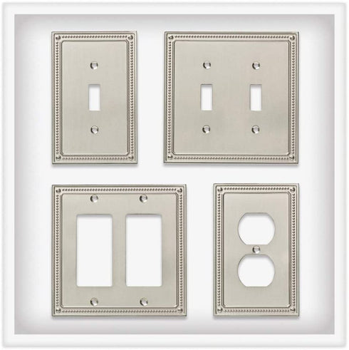 Franklin Brass W35059V-SN-C Classic Beaded Single Duplex Wall Plate/Switch Plate/Cover (3 Pack), Satin Nickel
