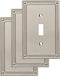 Franklin Brass W35058V-SN-C Classic Beaded Single Switch Wall Plate/Switch Plate/Cover (3 Pack), Satin Nickel