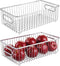 mDesign Metal Farmhouse Kitchen Pantry Food Storage Organizer Basket Bin - Wire Grid Design - for Cabinets, Cupboards, Shelves, Countertops - Holds Potatoes, Onions, Fruit - Large, 2 Pack - Chrome