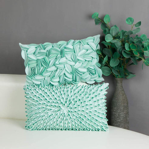KINGROSE 3D Handmade Flower Decorative Throw Pillow Cover Soft Artistic Cushion Cover Solid Pillow Case Sham for Sofa Couch Chair Home Decor 12 x 20 Inches Solid Suede Mint Green
