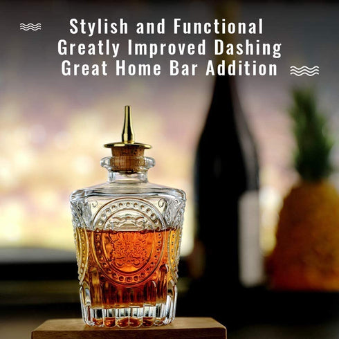 LINALL Bitters Bottle- Set of 2 Glass Dasher Bottle, Decorative Bottles with Zinc Alloy Dash Top for Cocktail,Great Bar Tool for Home Bar, Bartender, DSBT2 (2)