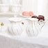 DUJUST White Cream & Sugar Set, Luxury British Design in Golden Trims, 1 Sugar Bowl with Lid (12 OZ), 1 Creamer (8 OZ), Handcrafted Sugar Creamer Set, Decoration for Kitchen
