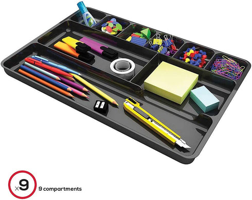 Deflecto 38104 Sustainable Office Desktop Organizer, 1" x 14" x 9", Black