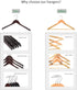 Nature Smile Solid Gugertree Wood Shirt and Dress Hangers with Notches with Anti-Rust Chrome Hook Pack of 10 (Walnut)