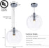 Modern Glass Globe Pendant Light 9.84 inch Chrome, Adjustable Edison Ceiling Pendant Light Fixtures for Kitchen Island Farmhouse Restaurants by Bewamf