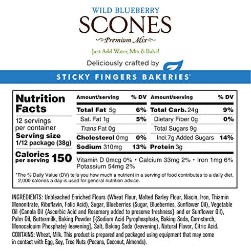 English Scone Mix, Wild Blueberry by Sticky Fingers Bakeries – Easy to Make English Scones Fresh Baked, Makes 12 Scones (1pk)