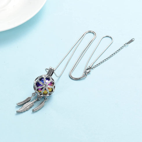 mingkejw Cremation Jewelry Dream Catcher Urn Necklace for Ashes for Women Men Feather Wing Keepsake Memories Ashes Hollow Pendant for Human Pet