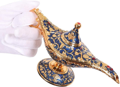 Gusnilo Legend Aladdin Magic Genie Light Lamp Pot Classic Silver(Golden Blue)