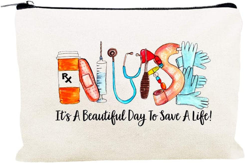 Kimoli Gifts for Nurses Nurse Gifts for Women Makeup Bag Canvas Cosmetic Bag Cute Pouch for Purse (Style-E)