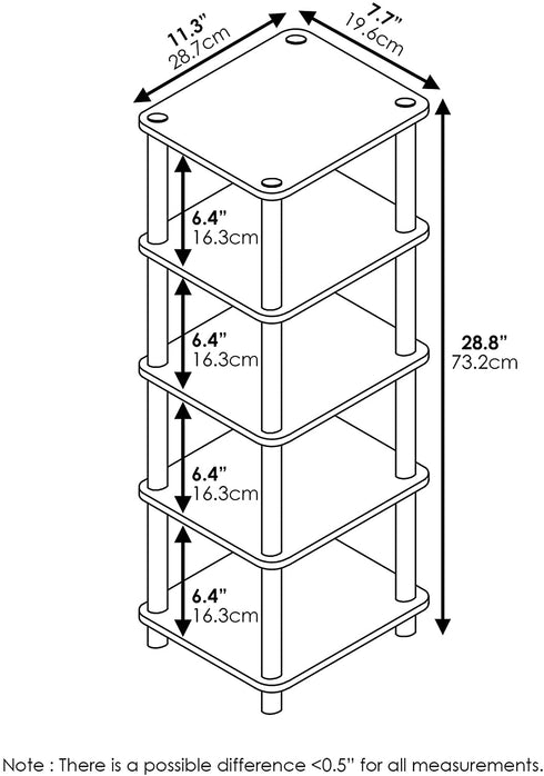 Furinno LACi 4-Bins System Rack, 11.3(W) x 28.8(H) Inch, Espresso/Black