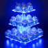 YestBuy 3 Tier Square Cupcake Stand - Premium Cupcake Holder - Acrylic Cupcake Tower Display - Cady Bar Party D©cor + LED Light String - Ideal for Weddings, Birthday Parties( Blue Light)