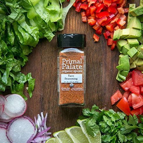 Primal Palate Organic Spices Taco Seasoning, Certified Organic, 2.0 oz Bottle