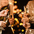 Plastic Champagne Glasses | 32 Pack | Gold Glitter Disposable Flutes in Bulk, Perfect for Parties, Wedding, Mimosa, Valentines Day, Brunch, and Bachelorette Party, Toasting Flutes