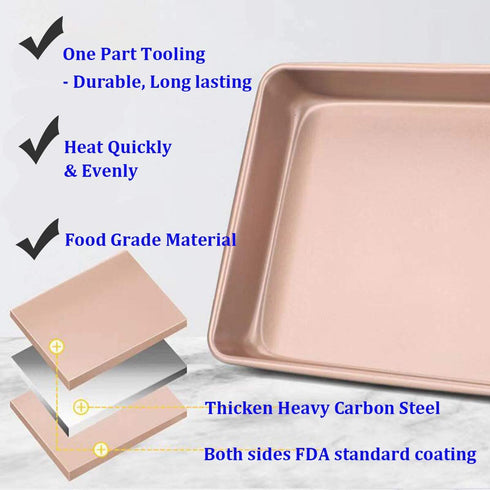HYTK Small Cookie Sheets 11 X 9 Inch Set of 2 Mini Baking Tray Toaster Oven Replacement Pan Nonstick Thicken Brushed High Carbon Steel No Warp Magnetic Bakeware