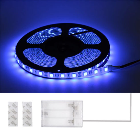 UV Light Strip - iCreating Battery Operated LED Black Light Strip Kit with 6.6FT 2M SMD 3528 IP65 Waterproof Super Bright LED Strip Lights, Battery Case