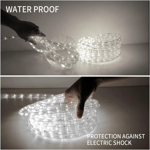 LED Rope Light 33 feet 300/LED can be Connected to 80m Flexible Transparent Waterproof Light with Indoor and Outdoor Decorative Lighting, Suitable for Bedroom, Garden, Terrace, Party (Daylight White)