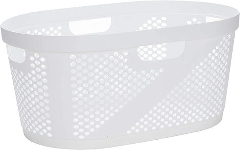 Mind Reader Laundry, White 40 Liter Clothes Basket