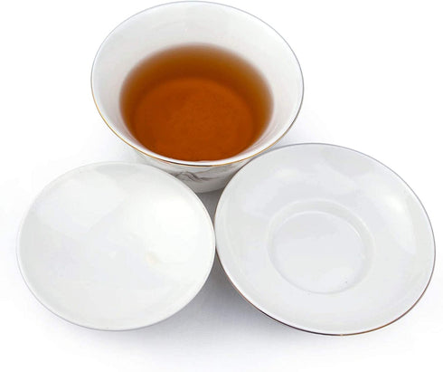 Gaiwan White Porcelain Large 500ml Teacup Sancai Tea Cup Set Lid Sun Beautiful Mountain (16oz large)