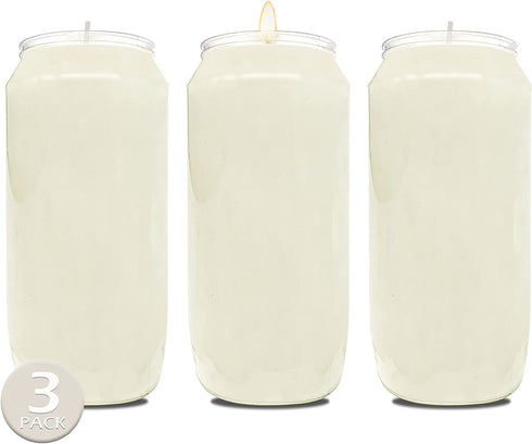 Hyoola 7 Day White Prayer Candles, 3 Pack - 6" Tall Pillar Candles for Religious, Memorial, Party Decor, Vigil and Emergency Use - Vegetable Oil Wax in Plastic Jar Container