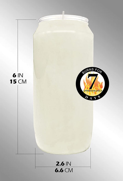 Hyoola 7 Day White Prayer Candles, 3 Pack - 6" Tall Pillar Candles for Religious, Memorial, Party Decor, Vigil and Emergency Use - Vegetable Oil Wax in Plastic Jar Container