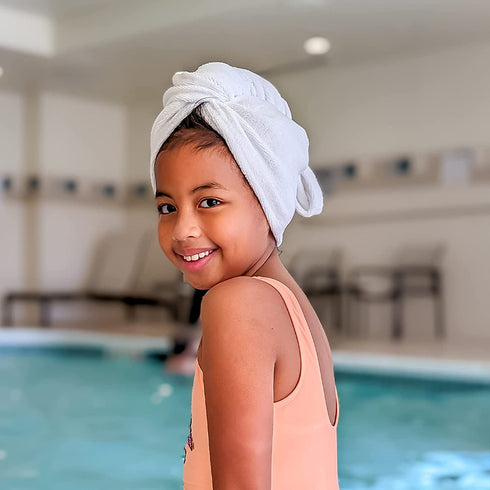 Turbie Twist Microfiber Hair Towel Wrap for Women and Men | 2 Pack | Bathroom Essential Accessories | Quick Dry Hair Turban for Drying Curly, Long & Thick Hair (White, White)