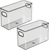 mDesign Plastic Storage Bin Container with Handles for Bathroom Vanity Countertop, Shelves, Cabinet and Under Sink Storage - Holds Hand Soap, Body Wash, Shampoo, Lotion - 10" Long, 2 Pack - Smoke Gray