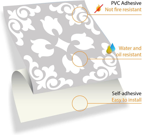 WALPLUS 24pcs 6" Peel and Stick Tiles Stickers Tile Paint Backsplash Removable Waterproof Self-Adhesive Decals Vinyl Home Kitchen Bathroom Decor (Andalu Light Grey)