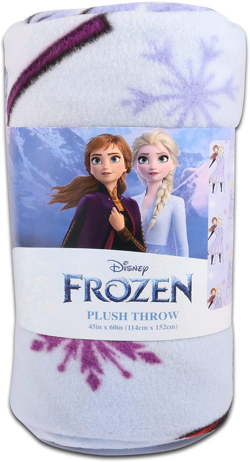Classic Disney Frozen Sleepover Set for Girls ~ 5 Pc Bundle with 45 x 60 Inch Anna and Elsa Fleece Blanket, Tote Bag, 300 Stickers, More | Bedroom Decor Kids, Toddlers, set, bedding