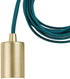 Globe Electric 69997 Emile 1-Light Plug-in Exposed Pendant, 15-ft Teal Cloth Cord, in-Line On/Off Rocker Switch, Brass Socket, 180"