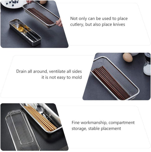 Cabilock Dishwasher Silverware Cutlery Basket Stainless Steel Flatware Drying Rack Countertop Utensil Holder Caddy Silver A