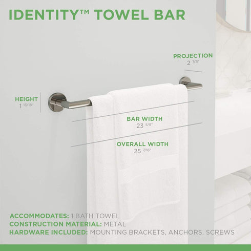 Symmons 673TB-24 Identity 24 in. Wall-Mounted Towel Bar in Polished Chrome