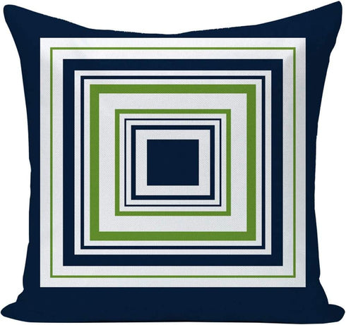 EZVING Navy Pear Green New Living Series Geometric Cotton Linen Indoor Outdoor Pillow Case Cushion Cover 18x18 Inch Set of 4 for Car Sofa Home Decor