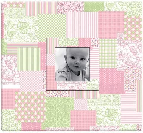 MCS MBI 12.5x13.5 Inch Baby Scrapbook Album with 12x12 Inch Pages with Photo Opening, Pink Quilt Design (860072)