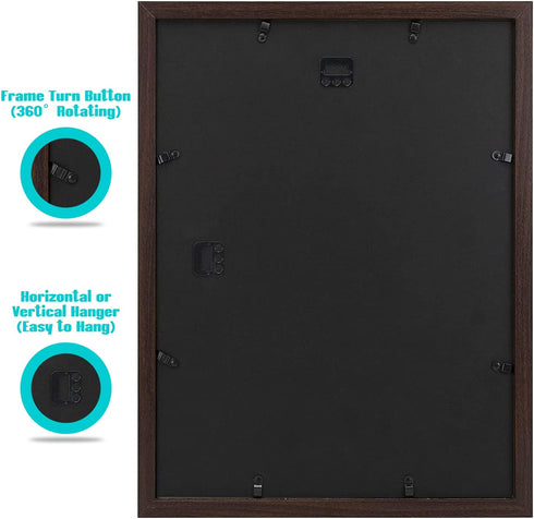 Frametory, 12x16 Picture Frame - Made to Display Pictures 8.5x11 Photo with Ivory Color Mat - Wide Molding - Built in Hanging Features - Wall Mounting Hardware (12x16, Walnut)