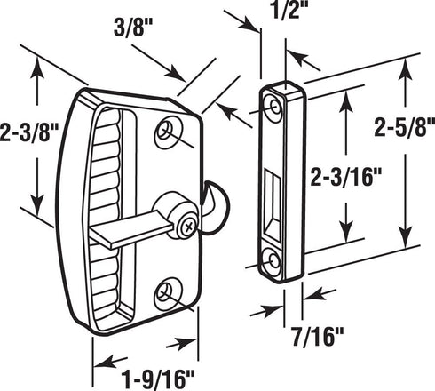PRIME-LINE Products A 155 Screen Door Latch and Pull, Black