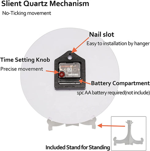 Wall Clock Vintage Bathtub Round Hanging Clock, 10 Inch Silent Non-Ticking Battery Operated Quartz Analog Quiet Desk Clock for Home, Kitchen, Bathroom Office, Living Room or School