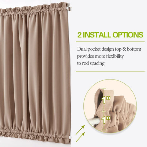 PONY DANCE Sidelight Door Panel - Glazed French Door Curtain Premium Blackout Window Drapes for Easy Installation Including Bonus Tieback, 25 Wide x 72 Long inch, Coffee Brown, 1PC