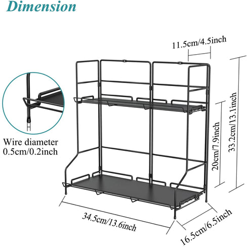 Bathroom Countertop Organizer Rack, SAUCE ZHAN Wall Mounted Spice Rack Organizer for Kitchen Counter Storage Shelf Foldable 2 Tier Cabinet Seasoning Racks Wire Makeup Organizer Shower Vanity Tray