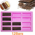 SENHAI 3 Pack Narrow Rectangle Silicone Molds, 12-Cavity Flexible and Non-stick DIY Protein Bars Energy Bar Cereal Bar Maker Chocolate Cake Loaf Brownie Cheesecake Baking Pans - Pink, Blue, Purple