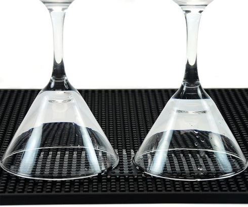 18"x12" PVC Bar Service Mat for Cocktail Bartender (Black 2-Pack)