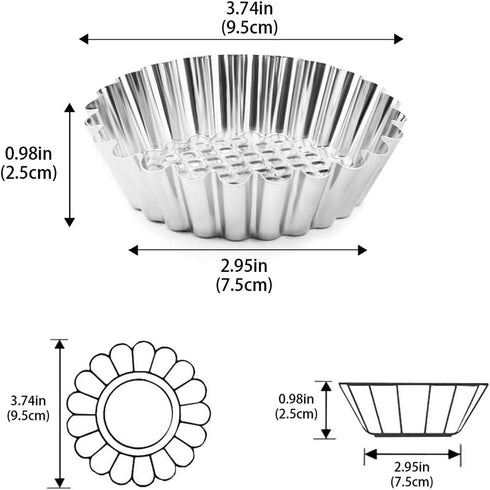 Amytalk 20 Packs Cupcake Mold, 3.8inch Stainless Steel Mini Pie Tartlet Cupcake Cake Muffin Mold Tin Pan Baking Tool